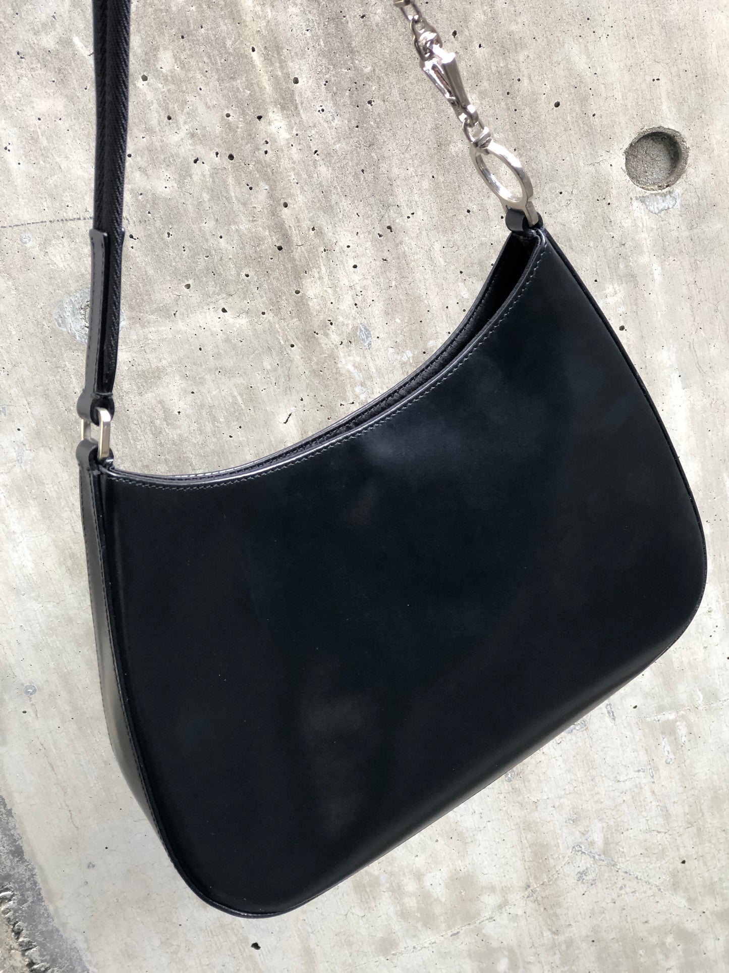 PRADA Leather Hobo bag Small Shoulder bag Handbag Black Vintage Old nuyxk5