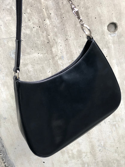 PRADA Leather Hobo bag Small Shoulder bag Handbag Black Vintage Old nuyxk5