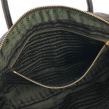 PRADA Triangle logo Eyelet Boston bag Handbag Brown Vintage Old wmdn7p