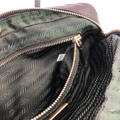 PRADA Triangle logo Eyelet Boston bag Handbag Brown Vintage Old wmdn7p