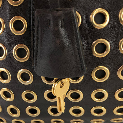 PRADA Triangle logo Eyelet Boston bag Handbag Brown Vintage Old wmdn7p