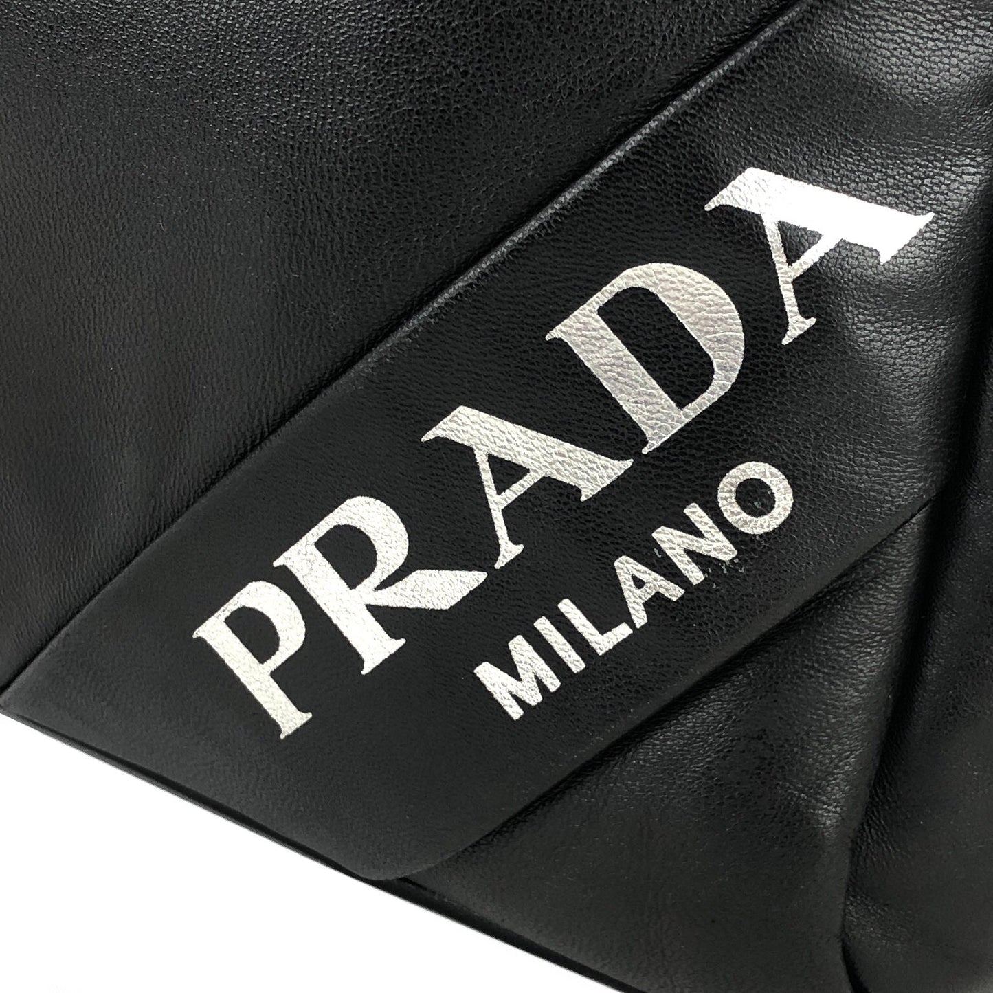 PRADA Padded Nappa Logo Shoulder tote bag 1BB052 Black Vintage Old drftwf