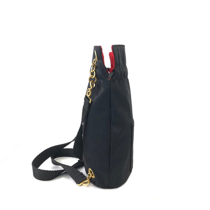 Yves Saint Laurent YSL Reversible Nylon Drawstring Backpack Black Red Vintage Old b37vf8