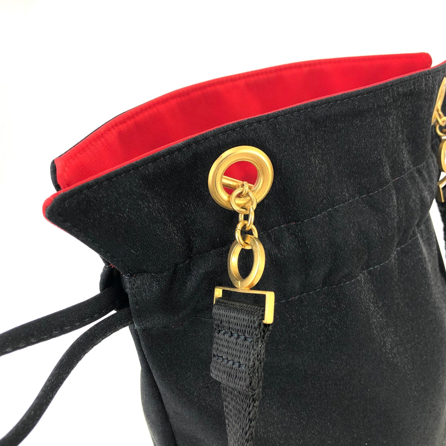 Yves Saint Laurent YSL Reversible Nylon Drawstring Backpack Black Red Vintage Old b37vf8