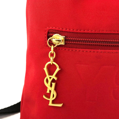 Yves Saint Laurent YSL Reversible Nylon Drawstring Backpack Black Red Vintage Old b37vf8