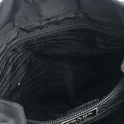 PRADA Triangle logo Double pocket Nylon Backpack Black Vintage 7sk78f