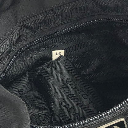 PRADA Triangle logo Double pocket Nylon Backpack Black Vintage 7sk78f