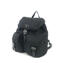 Load image into Gallery viewer, PRADA Triangle logo Double pocket Nylon Backpack Black Vintage 7sk78f
