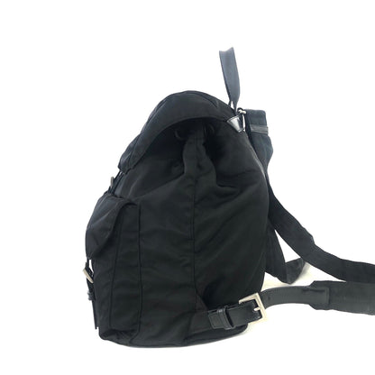 PRADA Triangle logo Double pocket Nylon Backpack Black Vintage 7sk78f