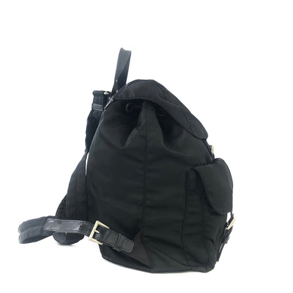PRADA Triangle logo Double pocket Nylon Backpack Black Vintage 7sk78f