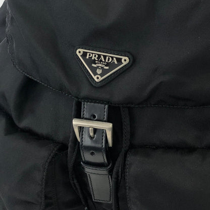 PRADA Triangle logo Double pocket Nylon Backpack Black Vintage 7sk78f