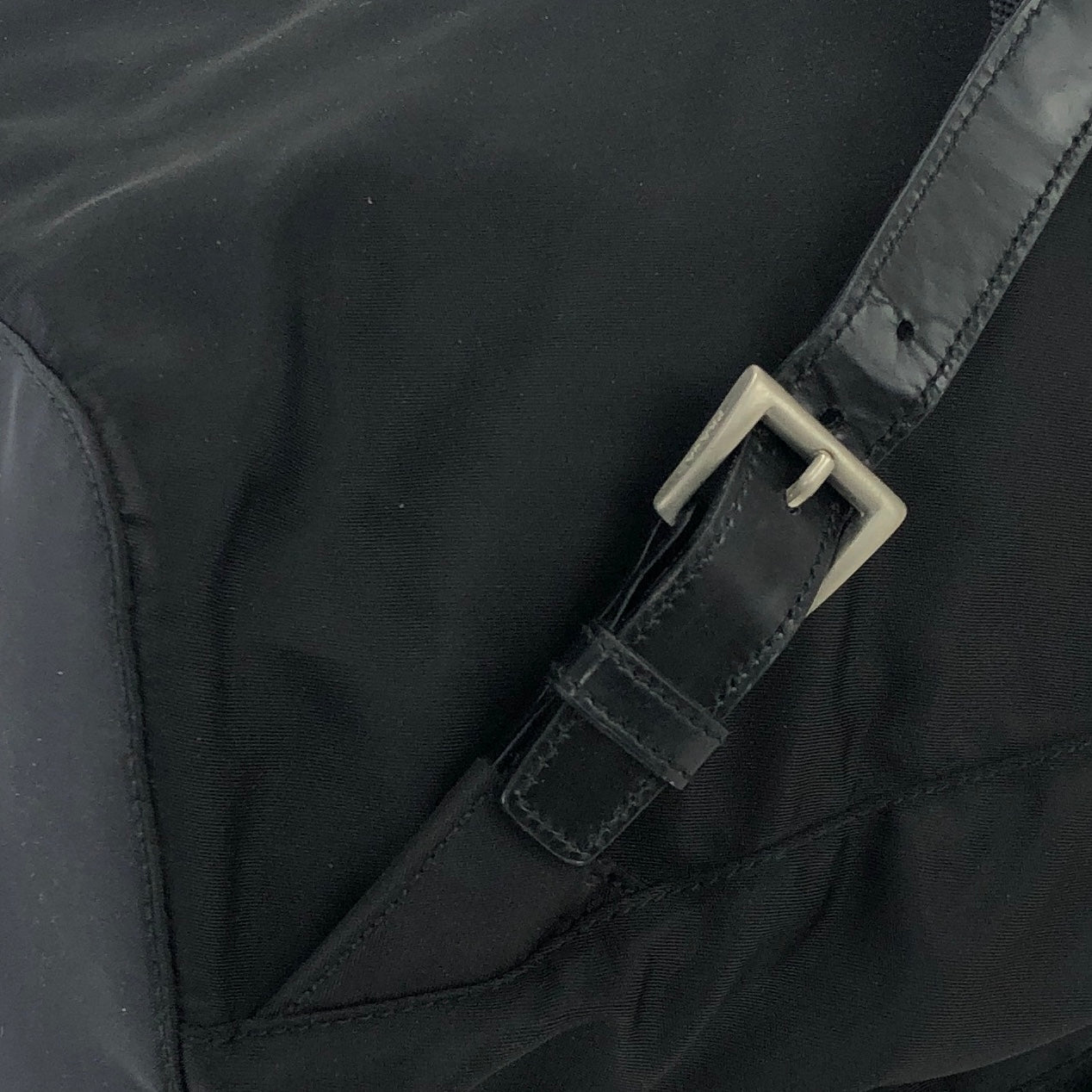 PRADA Triangle logo Double pocket Nylon Backpack Black Vintage 7sk78f