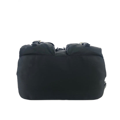 PRADA Triangle logo Double pocket Nylon Backpack Black Vintage 7sk78f