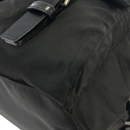PRADA Triangle logo Double pocket Nylon Backpack Black Vintage 7sk78f