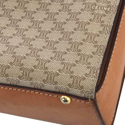 CELINE Macadam Mantel PVC Leather Shoulder Bag Beige Old Celine Vintage butgkf