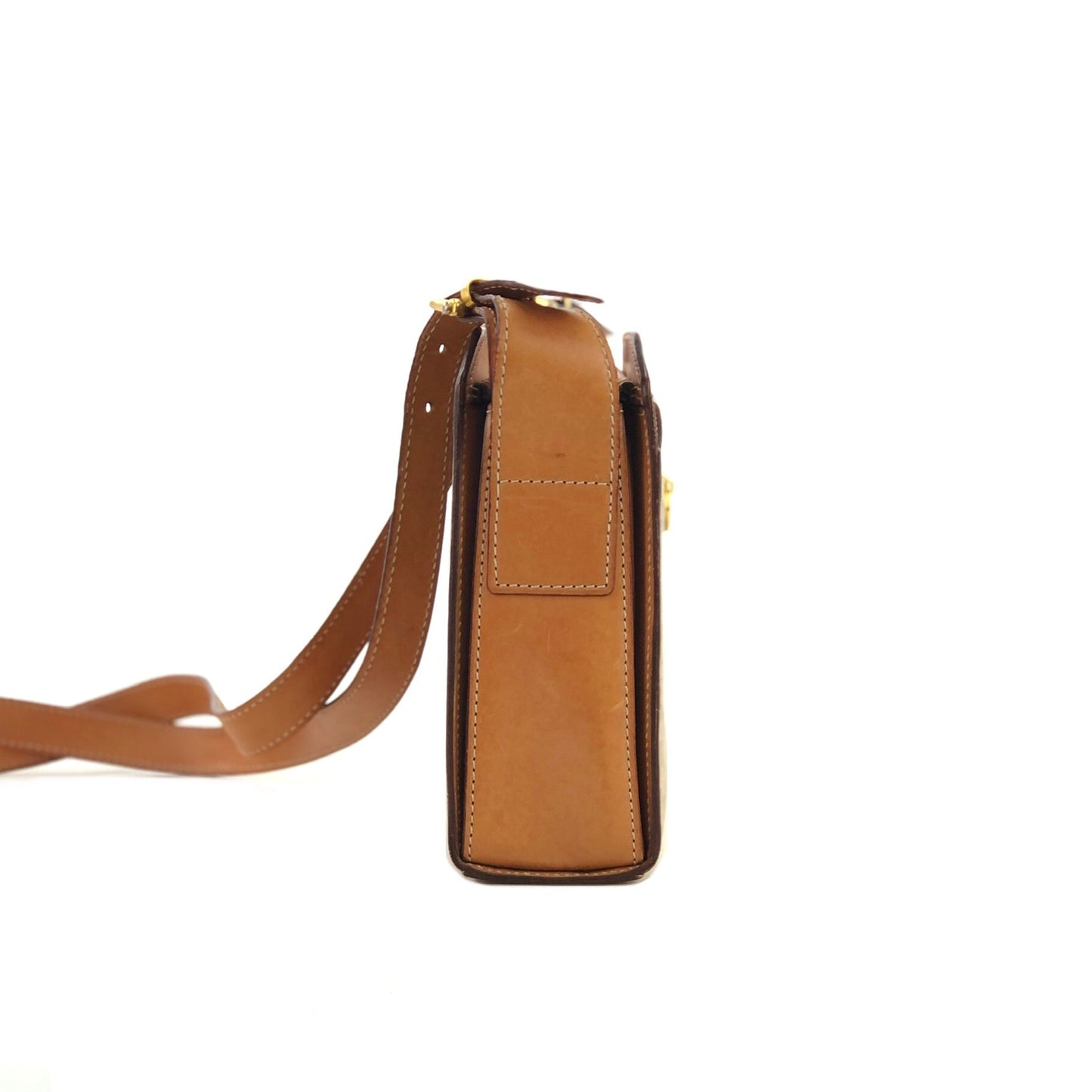 CELINE Macadam Mantel PVC Leather Shoulder Bag Beige Old Celine Vintage butgkf