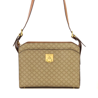 CELINE Macadam Mantel PVC Leather Shoulder Bag Beige Old Celine Vintage butgkf