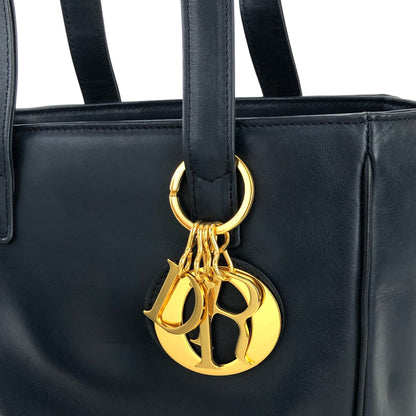 Christian Dior Charm Leather Handbag Navy Vintage Old 6ryite