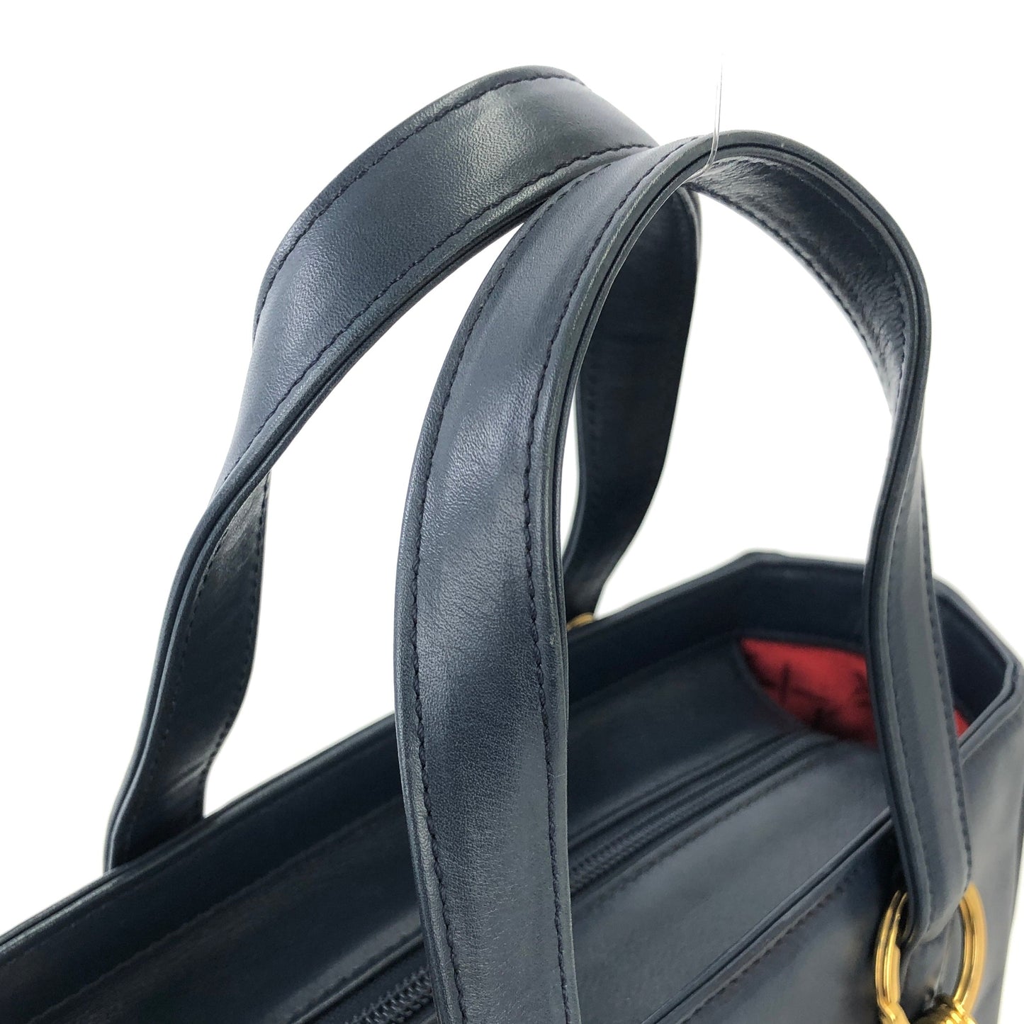 Christian Dior Charm Leather Handbag Navy Vintage Old 6ryite