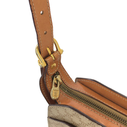 CELINE Macadam Mantel PVC Leather Shoulder Bag Beige Old Celine Vintage butgkf