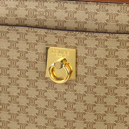 CELINE Macadam Mantel PVC Leather Shoulder Bag Beige Old Celine Vintage butgkf