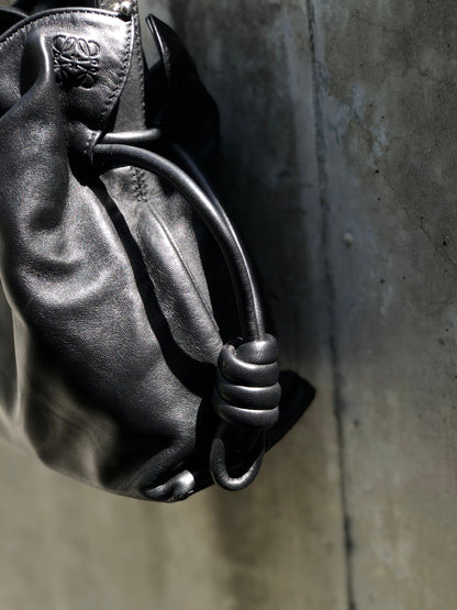 LOEWE Flamenco Knot Small Drawstring Shoulder bag Black Vintage y2228i