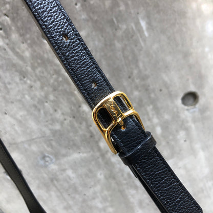 Yves Saint Laurent YSL logo Cassandra Crossbody Shoulder bag Black Vintage Old v67ssu