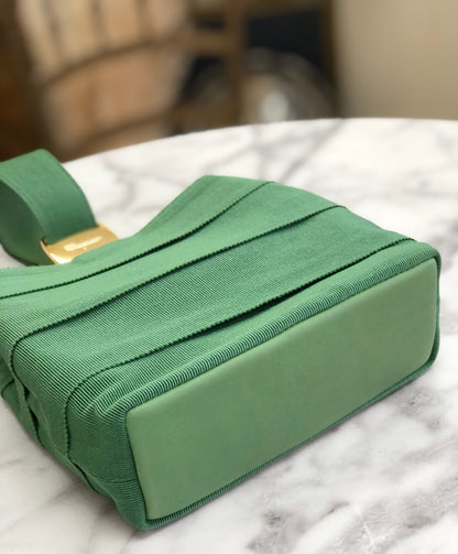 Salvatore Ferragamo Vala 羅緞緞帶單手柄迷你手提包綠色復古舊款 nt6k8m