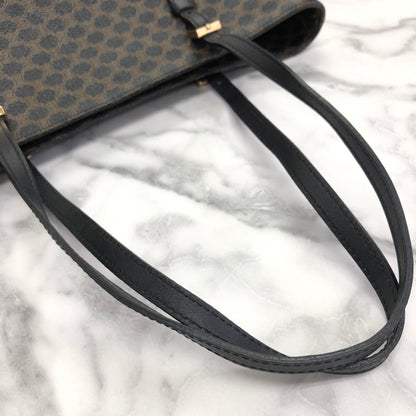 CELINE Macadam PVC Leather Tote bag Black Vintage old celine npen6k