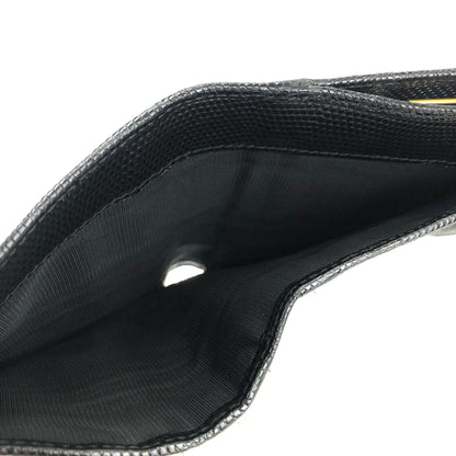 Salvatore Ferragamo Vala ribbon Lizard Mini Wallet Coin purse Black Vintage Old 2ufehp