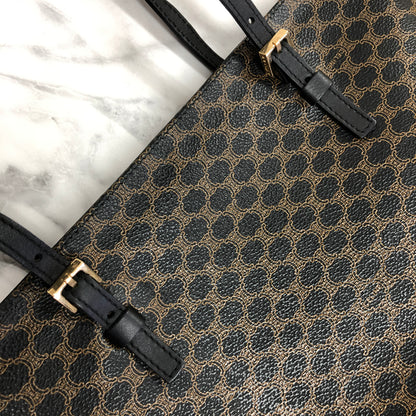 CELINE Macadam PVC Leather Tote bag Black Vintage old celine npen6k
