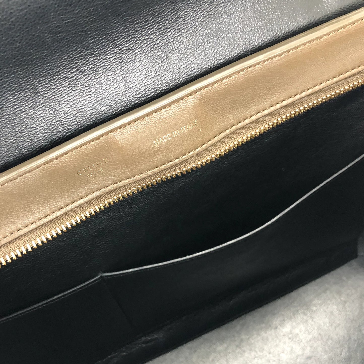 CELINE 2WAY leather shoulder bag black khaki black old Celine  ukbr8v