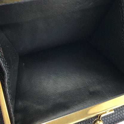 Salvatore Ferragamo Vala ribbon Lizard Mini Wallet Coin purse Black Vintage Old 2ufehp