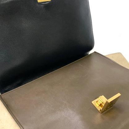 CELINE 2WAY 皮革肩背包 黑卡其色 黑色 舊款 Celine ukbr8v