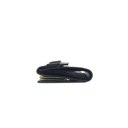 Salvatore Ferragamo Vala ribbon Lizard Mini Wallet Coin purse Black Vintage Old 2ufehp