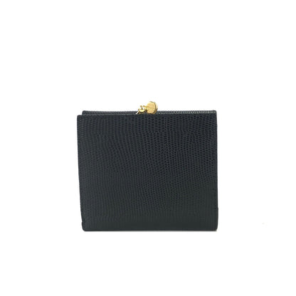 Salvatore Ferragamo Vala ribbon Lizard Mini Wallet Coin purse Black Vintage Old 2ufehp