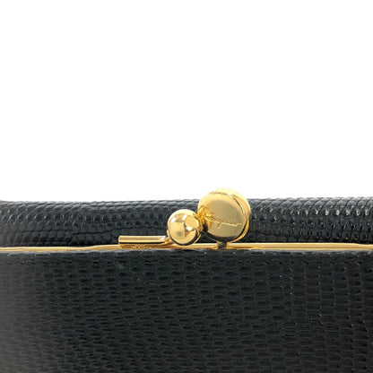 Salvatore Ferragamo Vala ribbon Lizard Mini Wallet Coin purse Black Vintage Old 2ufehp