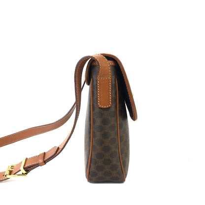 CELINE Macadam  Mantel Crossbody Shoulder bag Brown Vintage Old Celine j48ami