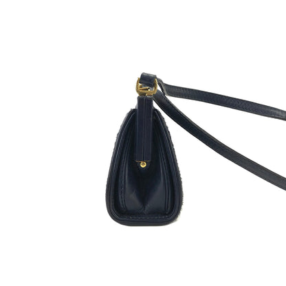 GUCCI Logo Unborn Calf Clasp Crossbody Small Shoulderbag Navy Vintage Old Gucci w4fitj