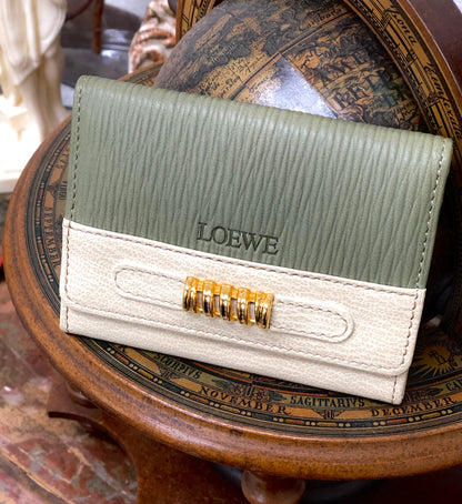 LOEWE Velazquez Compact Wallet Beige Vintage Old udpzix