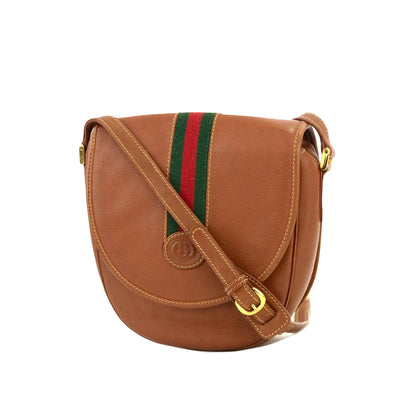 GUCCI Sherry line logo Round Crossbody Shoulder bag Brown Old Gucci vintage a7crwk