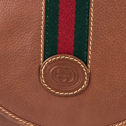 GUCCI Sherry line logo Round Crossbody Shoulder bag Brown Old Gucci vintage a7crwk
