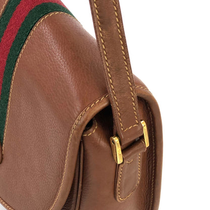 GUCCI Sherry line logo Round Crossbody Shoulder bag Brown Old Gucci vintage a7crwk