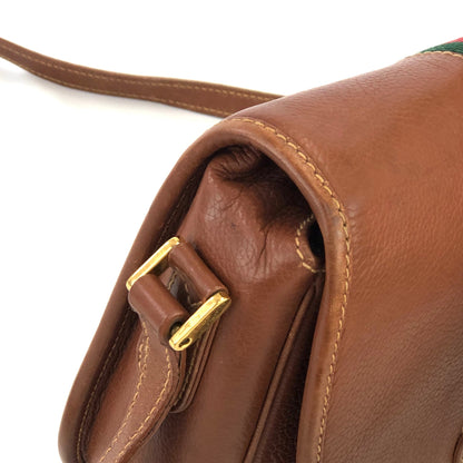 GUCCI Sherry line logo Round Crossbody Shoulder bag Brown Old Gucci vintage a7crwk