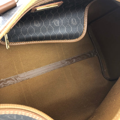 Christian Dior Logo Honeycomb Pattern Boston bag Brown Vintage Old 5kmewd