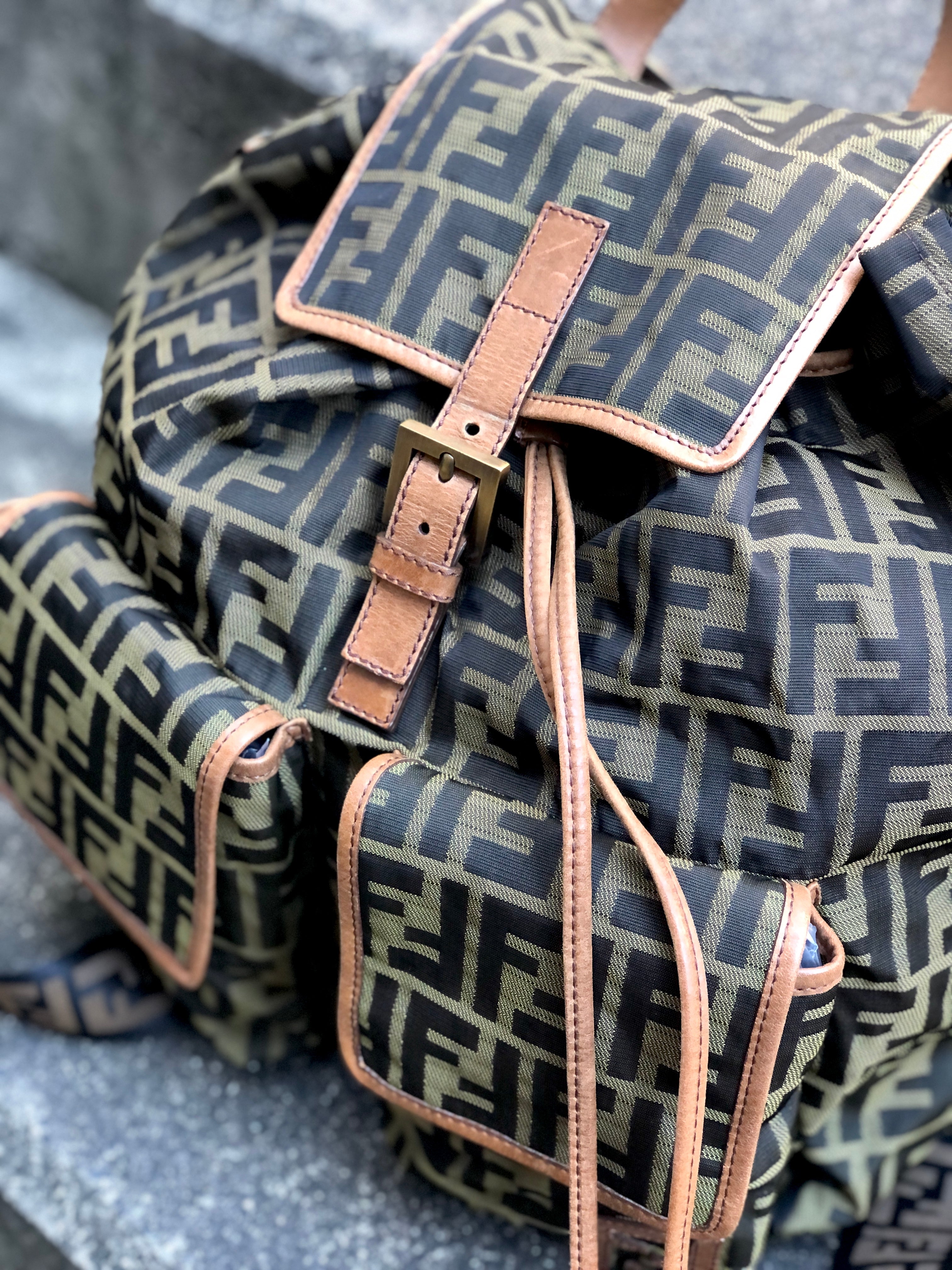 Vintage fendi zucca backpack sale