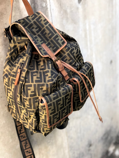 FENDI Zucca Jacquard Backpack Brown Vintage Old ganh2j