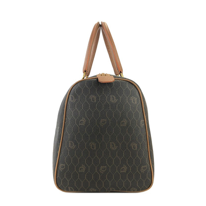 Christian Dior Logo Honeycomb Pattern Boston bag Brown Vintage Old 5kmewd