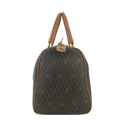 Christian Dior Logo Honeycomb Pattern Boston bag Brown Vintage Old 5kmewd