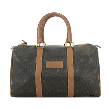 Christian Dior Logo Honeycomb Pattern Boston bag Brown Vintage Old 5kmewd